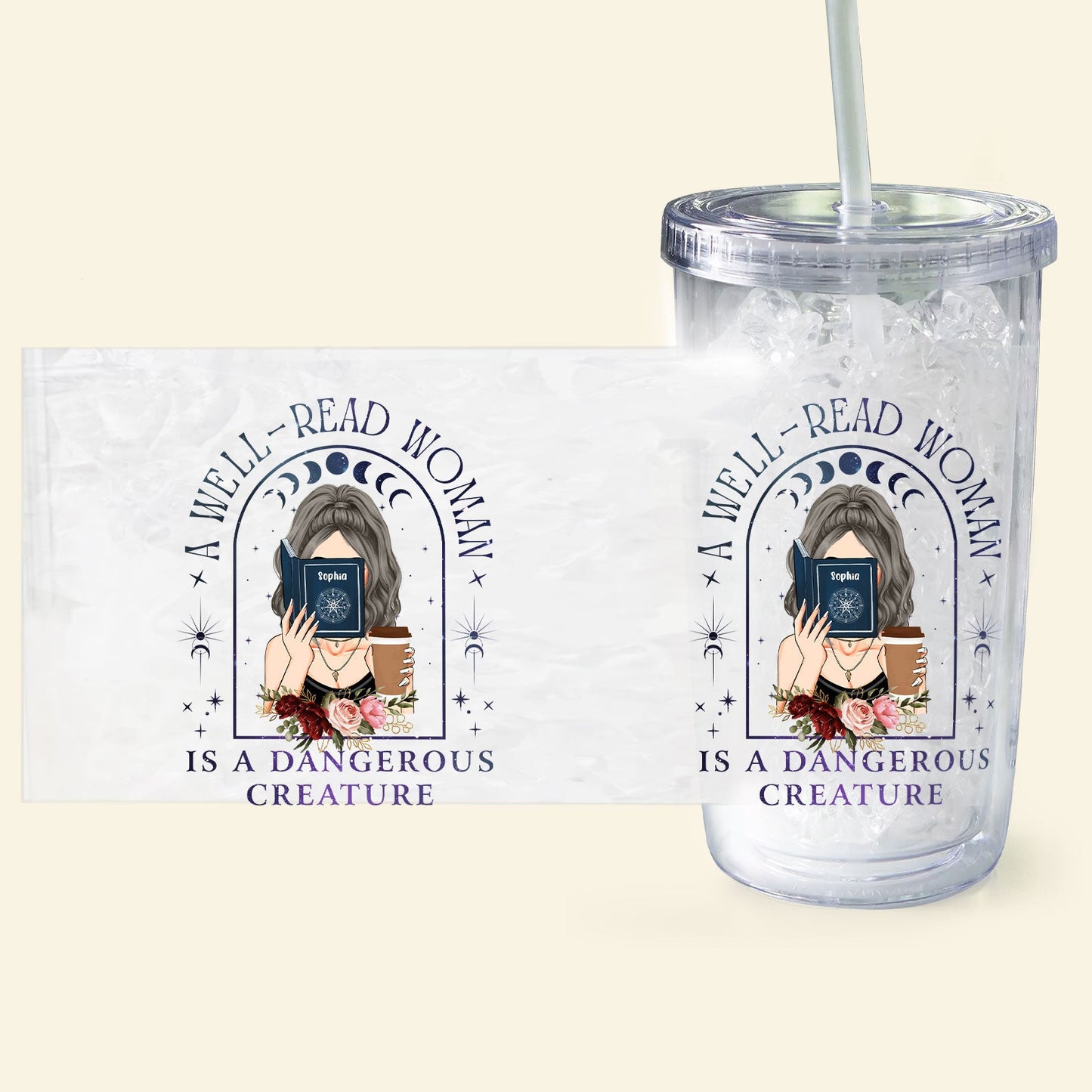 Well-Read Woman - Personalized Acrylic Tumbler With Straw