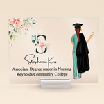 And Off She Went To Save The World - Personalized Acrylic Plaque - Graduation, Nurse School Gift For Nurse, Graduate Students, Daughter, Granddaughter, Friends