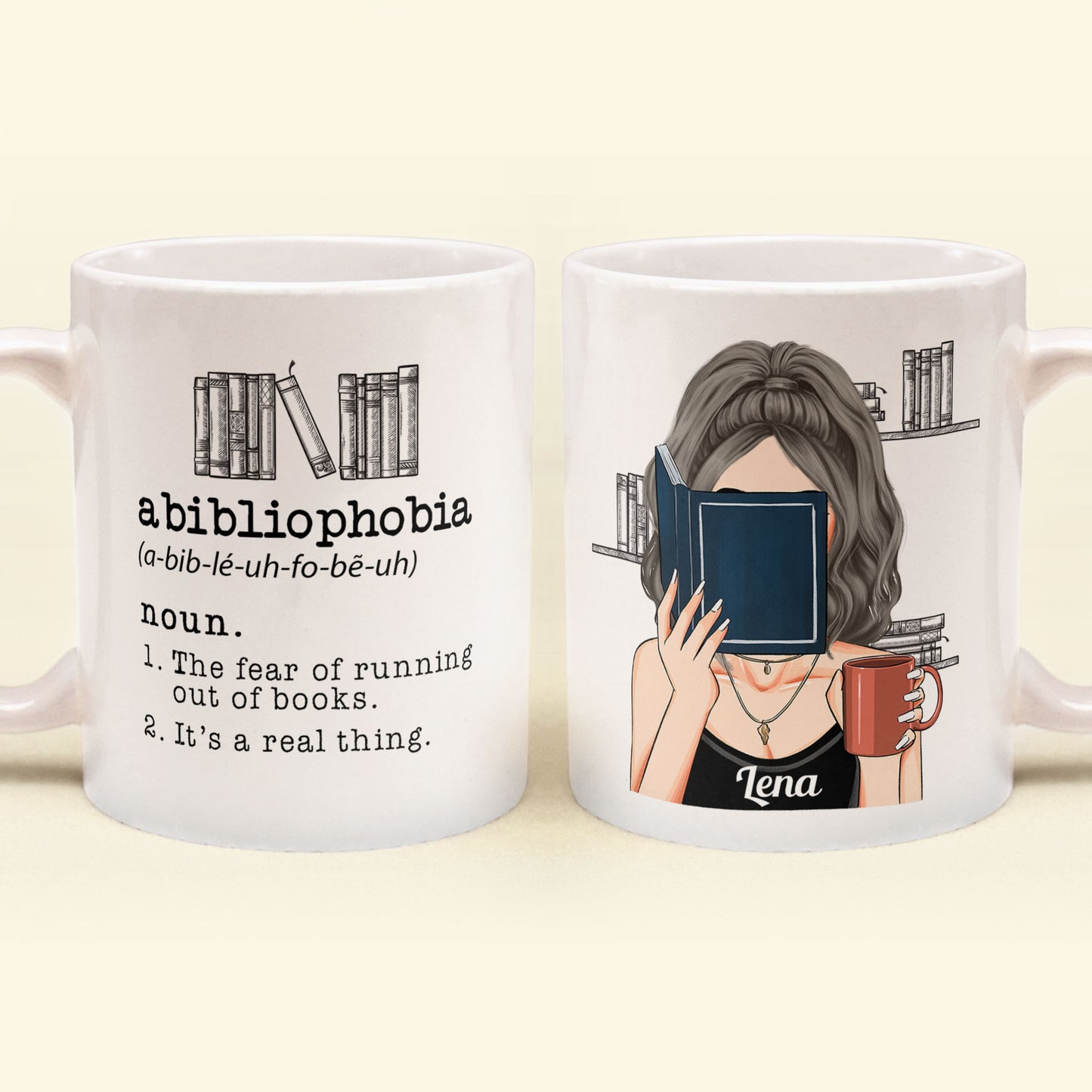 Abibliophobia - Personalized Mug - Gift For Bookworm, Booklovers