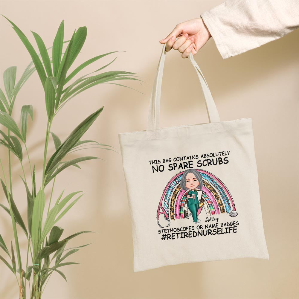 Absolutely No Spare Scrub - Personalized Tote Bag  - Birthday, Funny Retirement Gift For Doctor, Nurse 