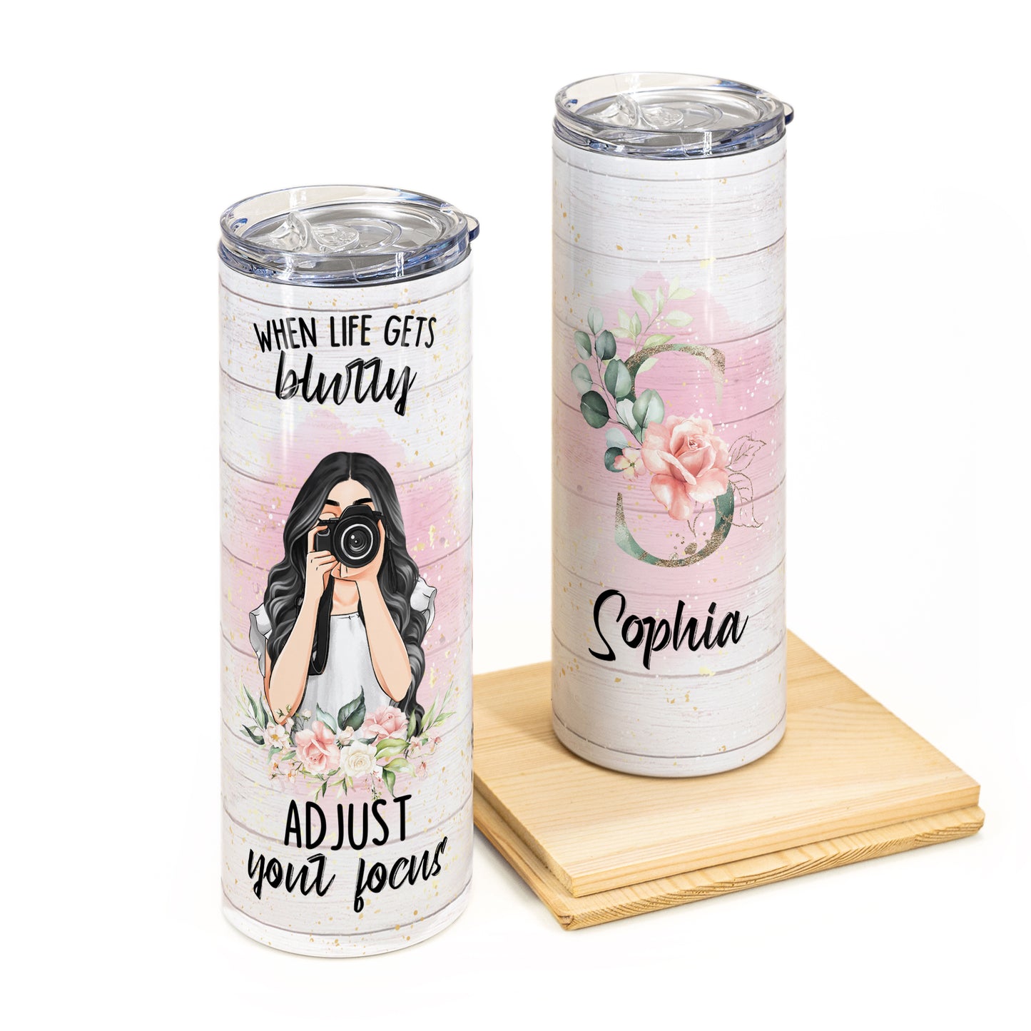 Adjust Your Focus - Personalized Skinny Tumbler - Birthday Gift For Her, Photographer, Photography Lover Media 1 of 5