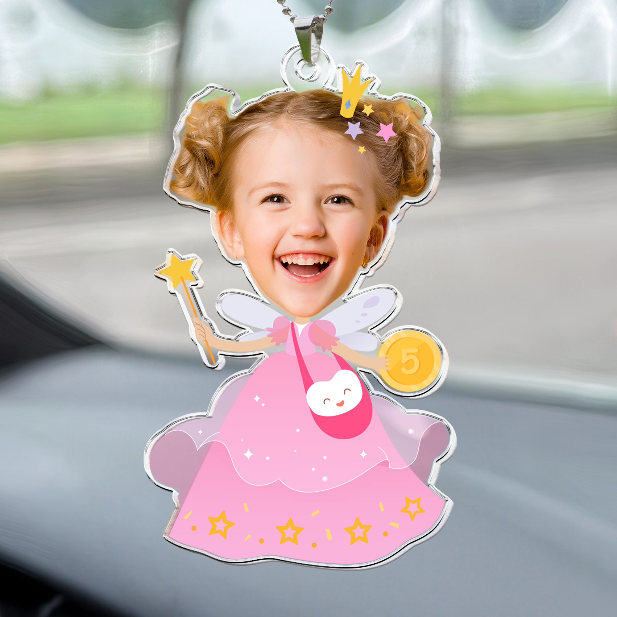 Adorable Kids Wear Tooth Fairy Costume - Personalized Car Photo Ornament