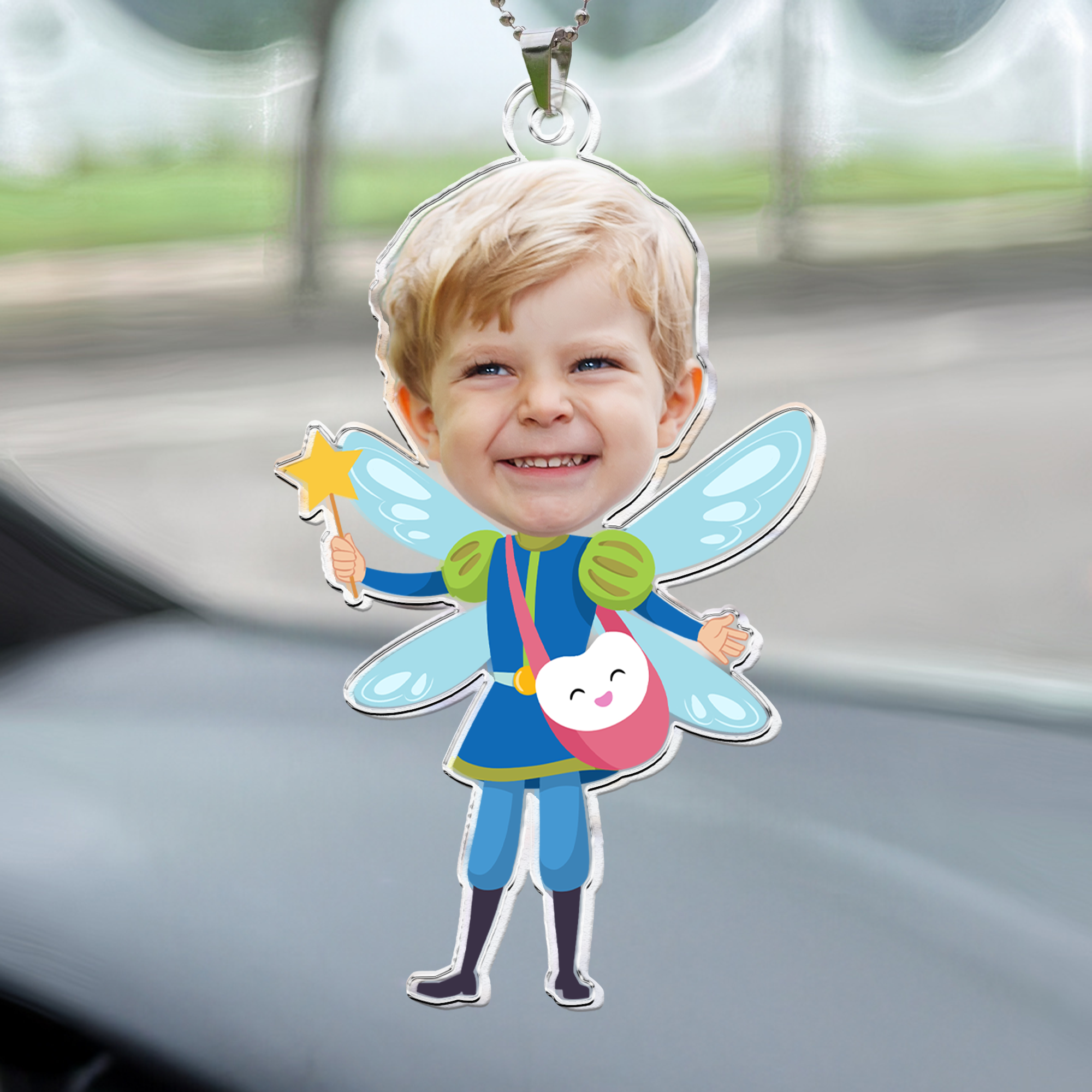 Adorable Kids Wear Tooth Fairy Costume - Personalized Car Photo Ornament