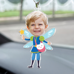Adorable Kids Wear Tooth Fairy Costume - Personalized Photo Rear View Mirror Accessory