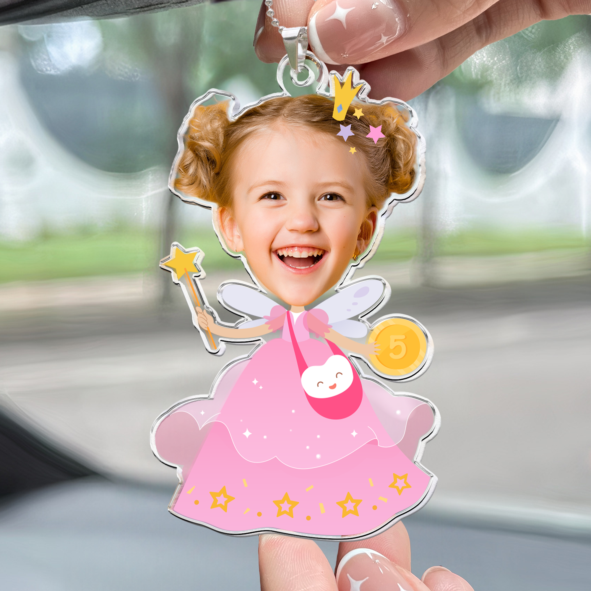 Adorable Kids Wear Tooth Fairy Costume - Personalized Car Photo Ornament