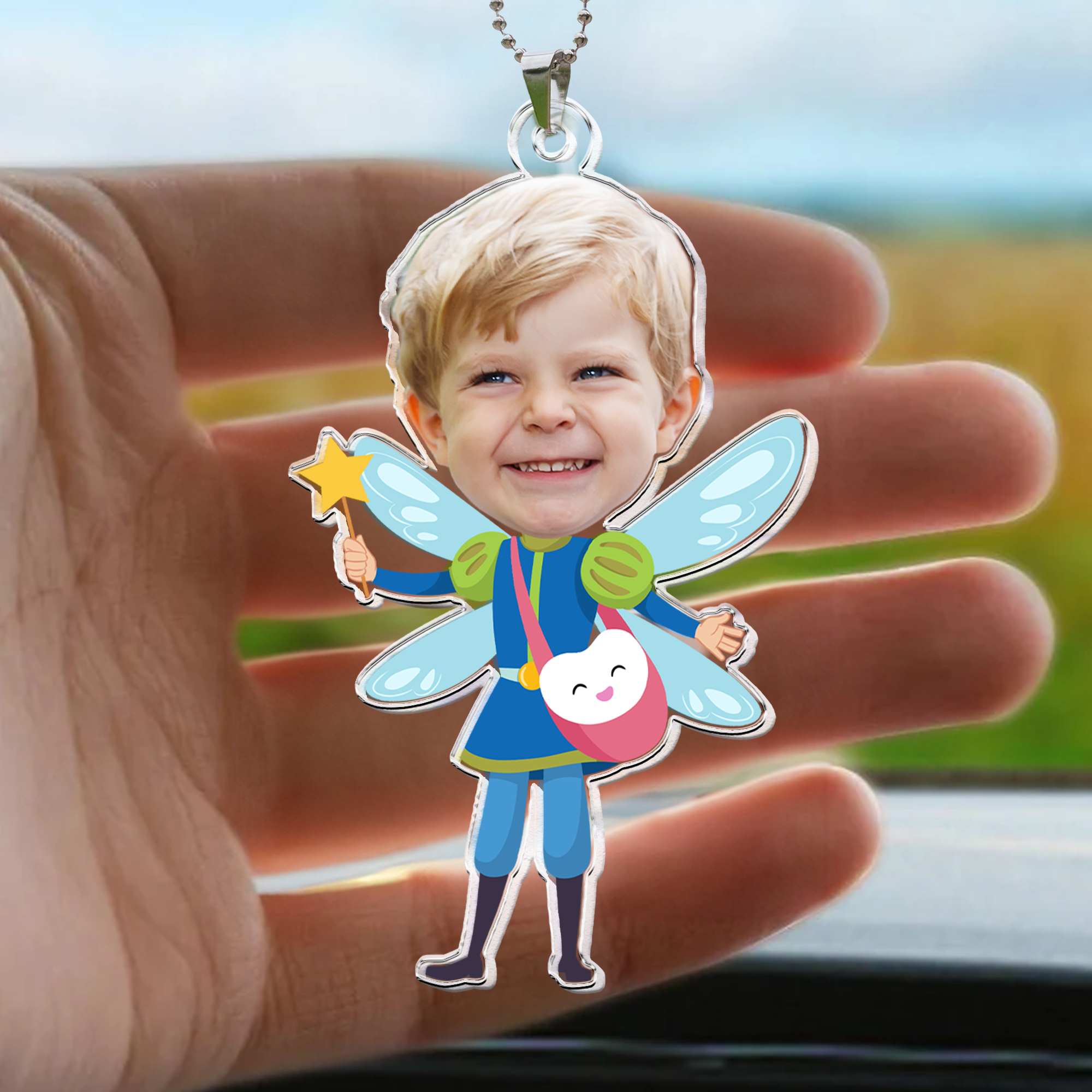 Adorable Kids Wear Tooth Fairy Costume - Personalized Car Photo Ornament