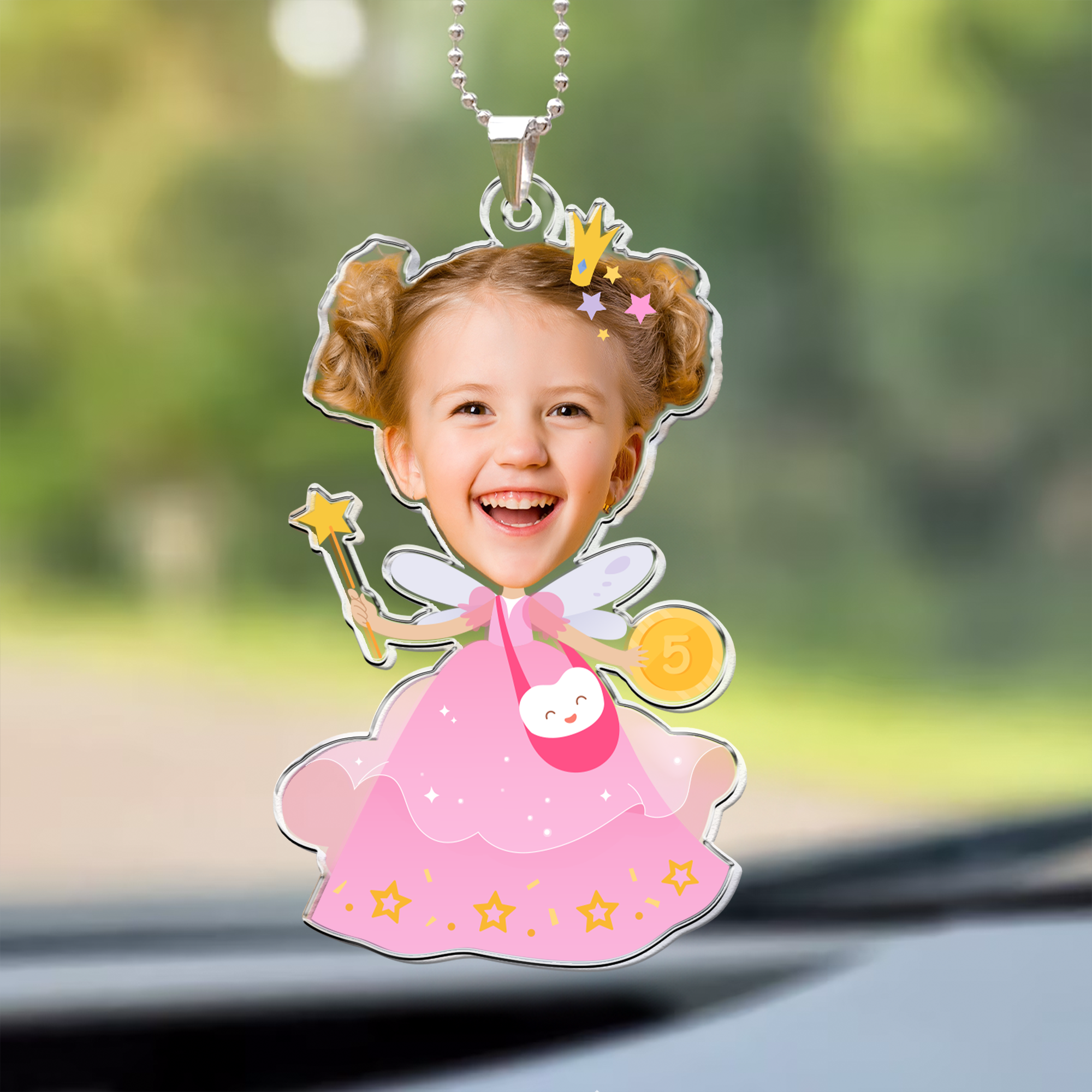 Adorable Kids Wear Tooth Fairy Costume - Personalized Car Photo Ornament