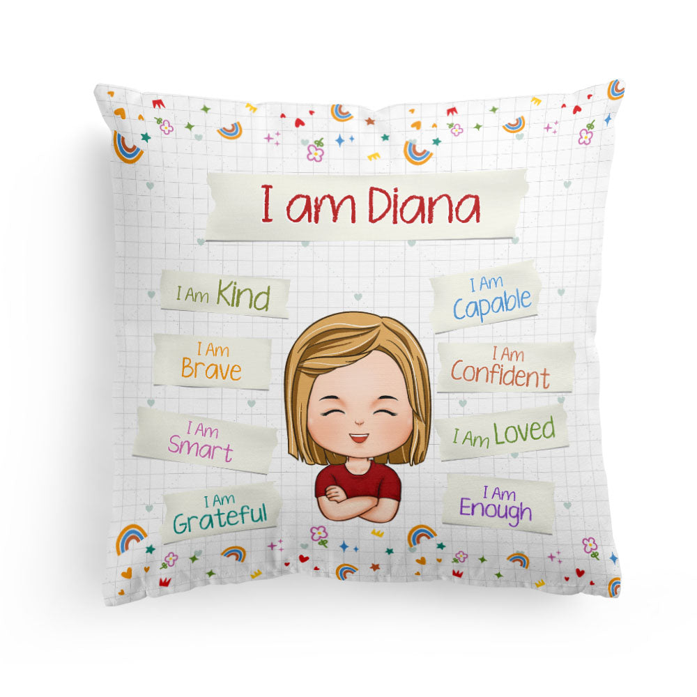Affirmations I Am Kind I Am Loved - Personalized Pillow (Insert Included)