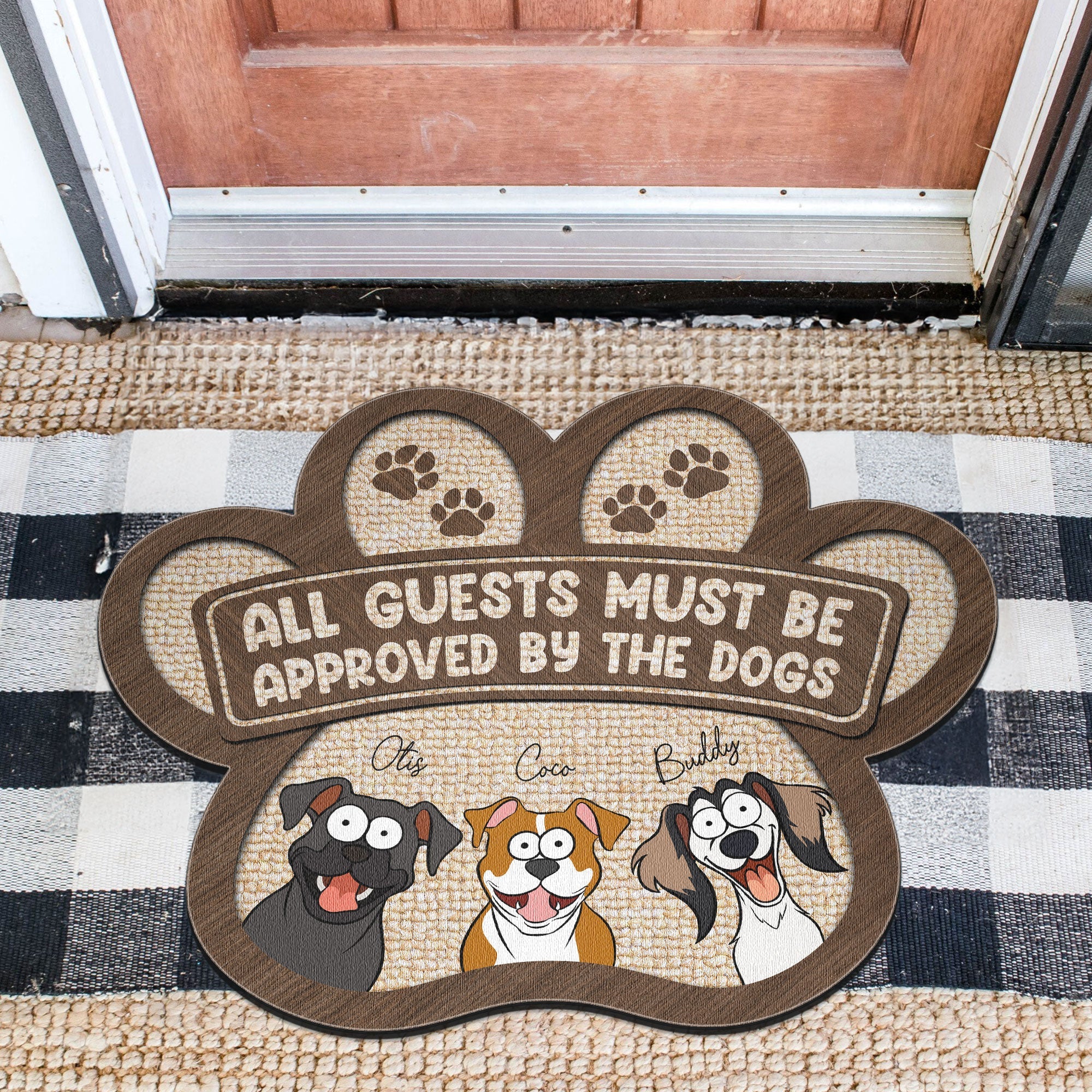 All Guests Must Be Approved By The Dogs - Personalized Custom Shaped Doormat