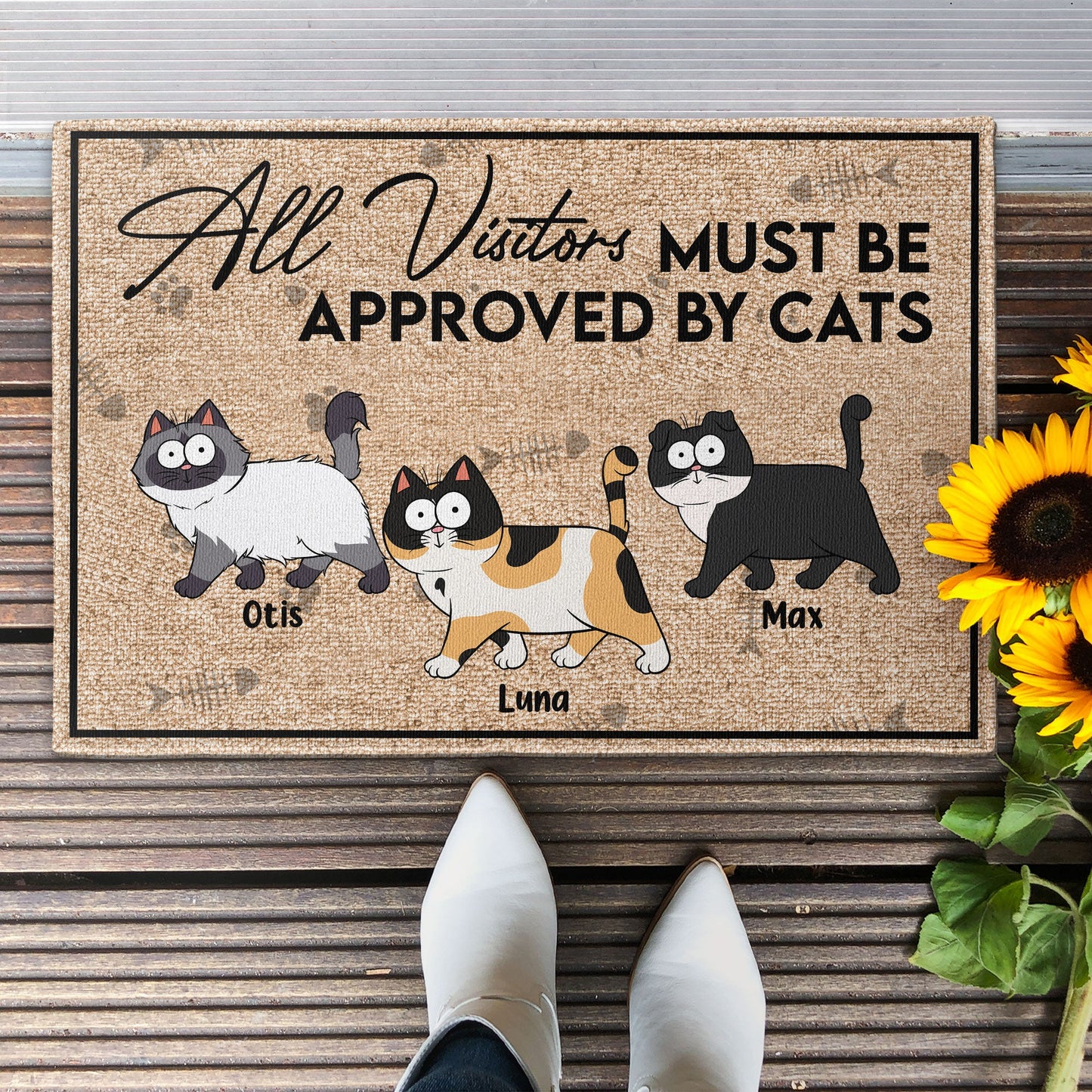 All Visitors Must Be Approved By Cats - Personalized Doormat