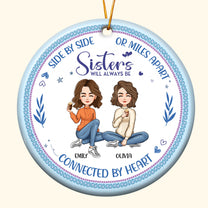 Always Be Connected By Heart - Personalized Ceramic Ornament