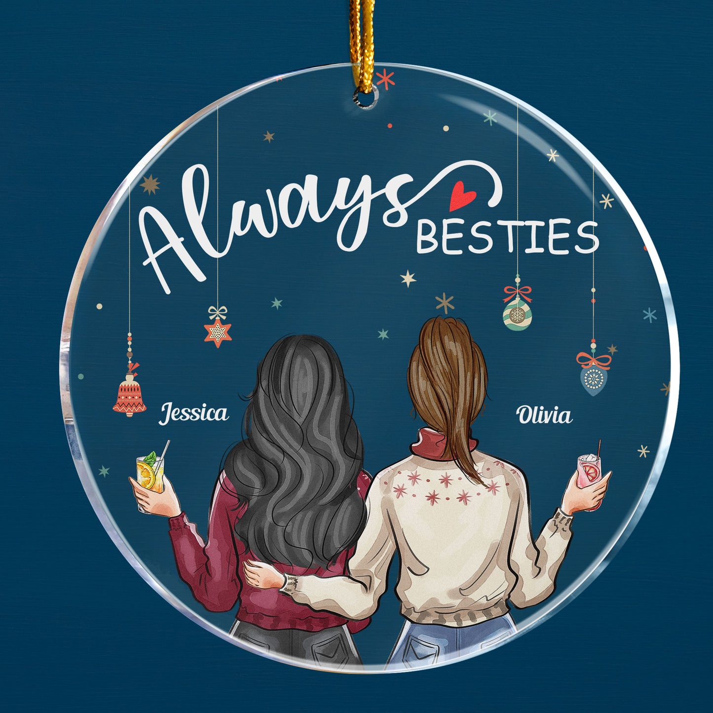 Always Besties - Personalized Circle Acrylic Ornament