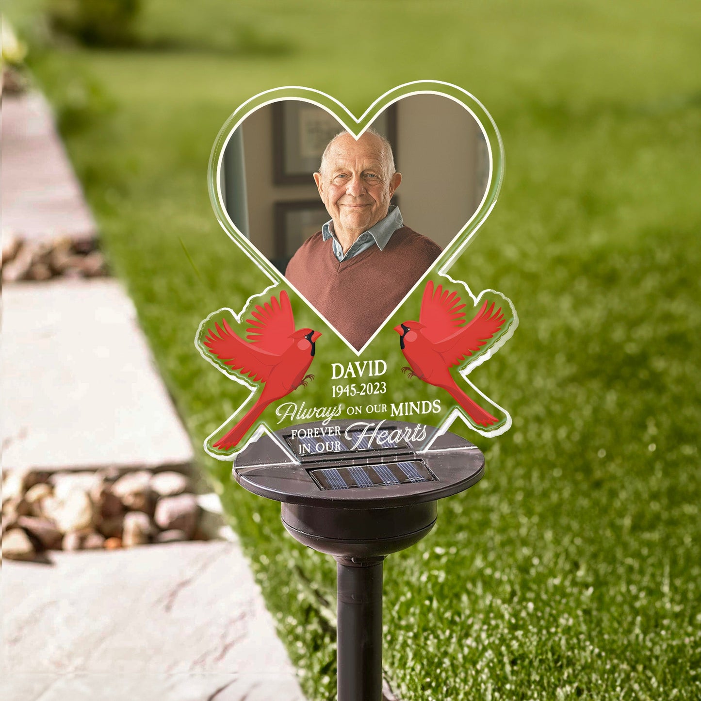 Always On Our Minds Forever In Our Hearts - Personalized Photo Solar Light