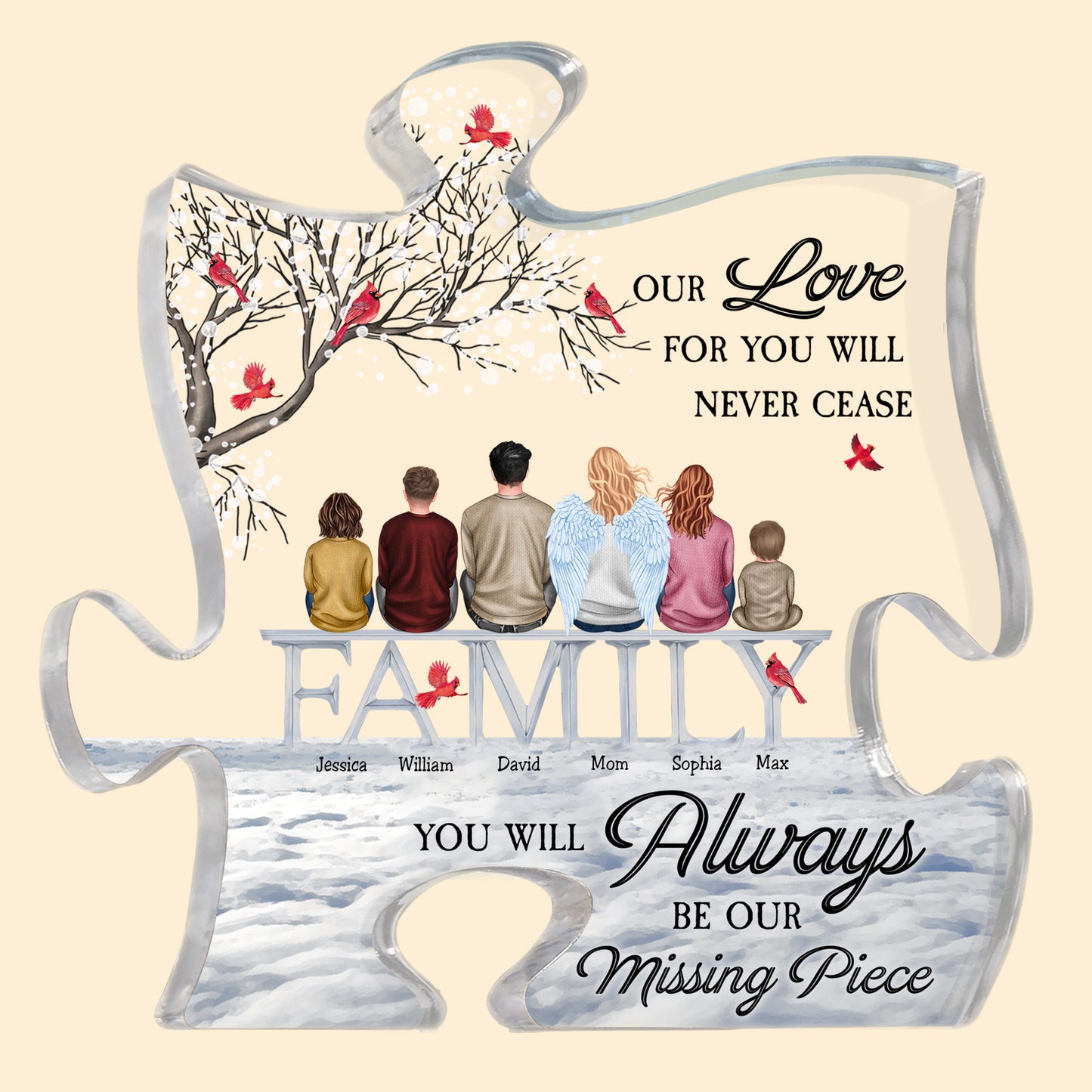 Always Our Missing Piece - Personalized Puzzle Acrylic Plaque - Memorial Gift Mother's Day Gift For Family, Siblings