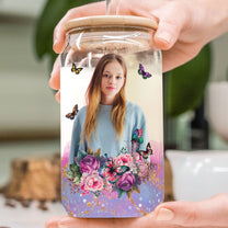 Always Remember You Are Braver - Personalized Photo Clear Glass Can