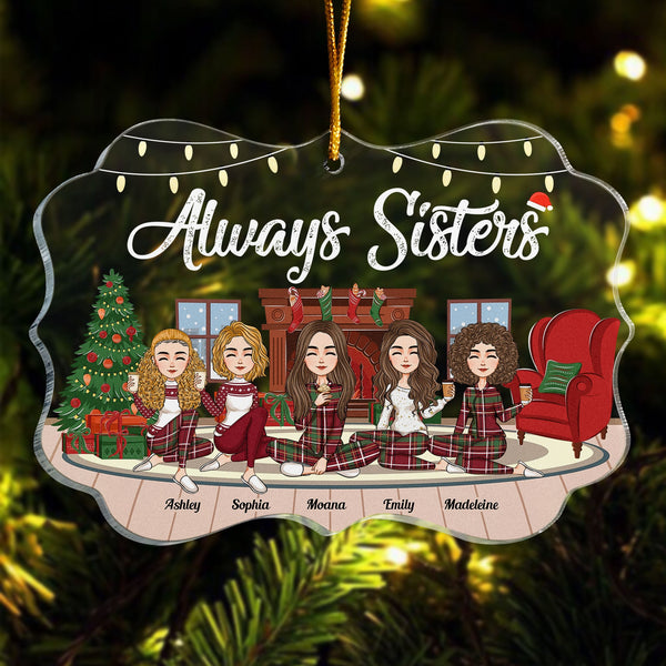 Sisters Forever - Personalized Snow Globe Shaped Acrylic Photo