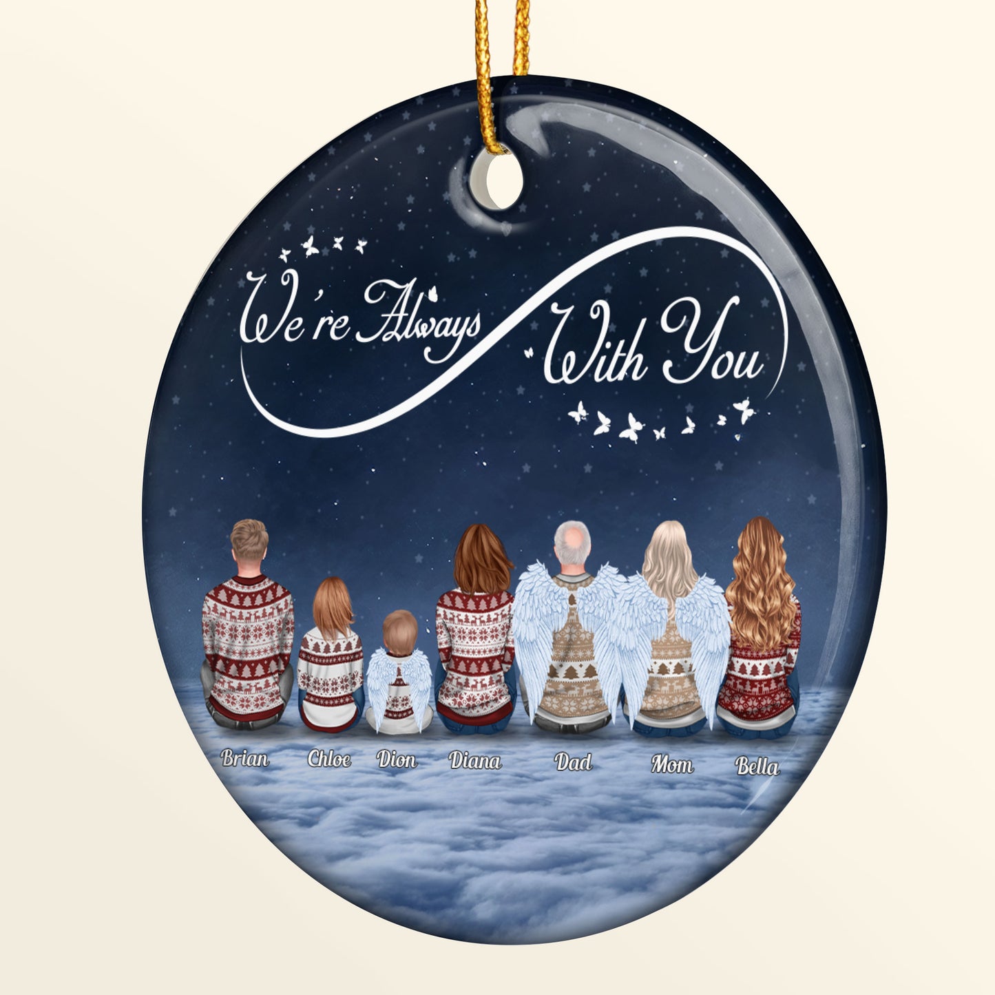 Always With You - Personalized Ceramic Ornament - Christmas Gift For Family Members, Dad, Mom, Memorial Gift