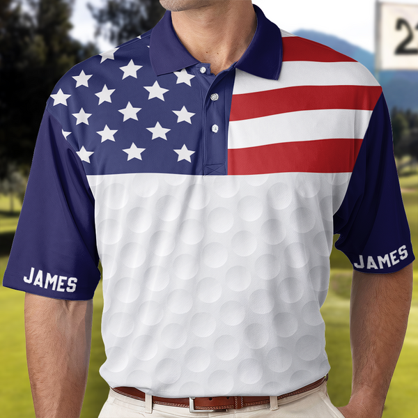American Flag USA Gift For Golf Lovers Men Women Custom Golf Shirt Macorner