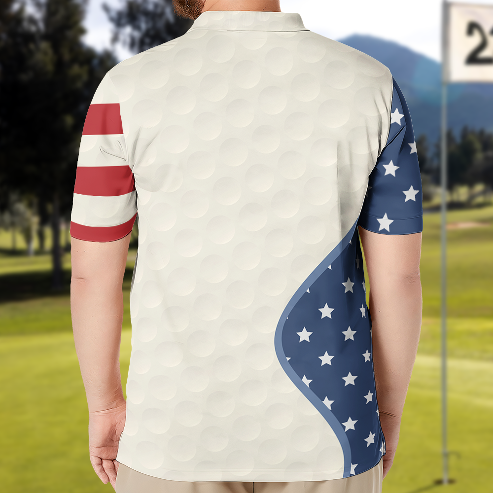 American Flag Vintage Style Gift For Golf Lovers - Custom Golf Shirt