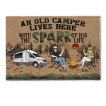 An Old Camper Lives Here With The Spark Of His Life - Personalized Doormat