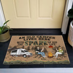 An Old Camper Lives Here With The Spark Of His Life - Personalized Doormat