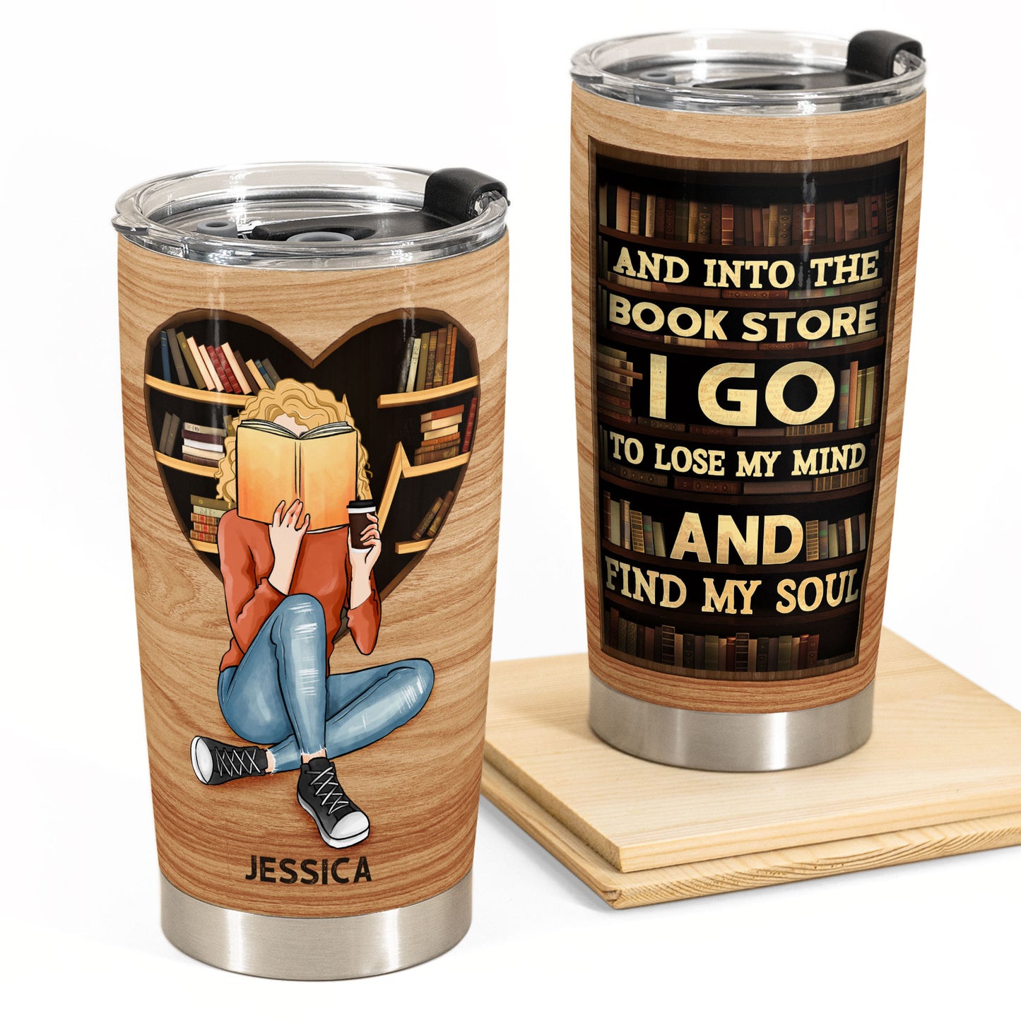 And Into The Book Store I Go To Lose My Mind  - Personalized Tumbler  - Birthday Gift For Book Lover, Bookworms