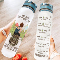 And Into The Forest I Go - Personalized Water Bottle With Time Marker - Birthday, Motivation Gift For Hiker, Hiking Lover, Camping lover, Camping  Girl