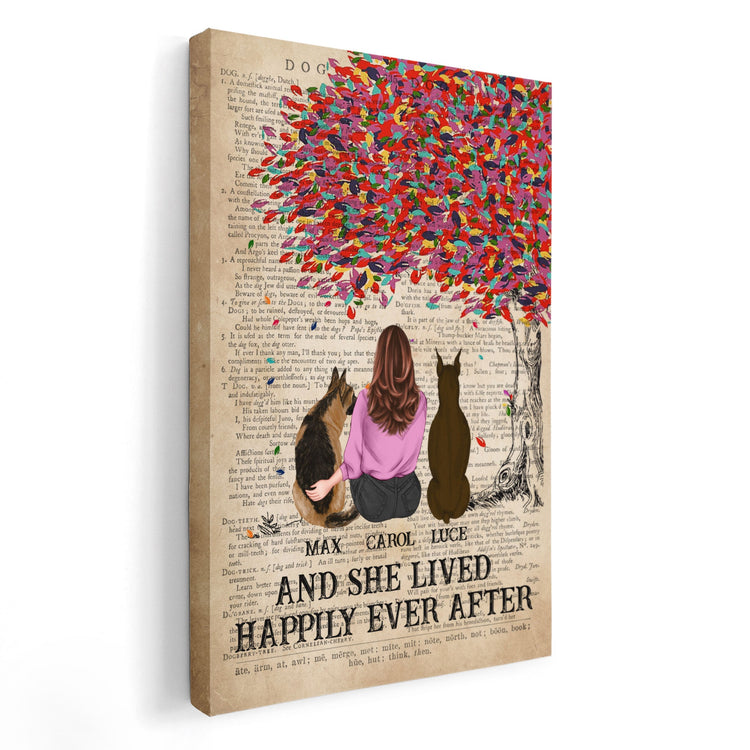 And She Lived Happily Ever After - Personalized Poster/Canvas - Gift For Dog Lover - Dictionary Template