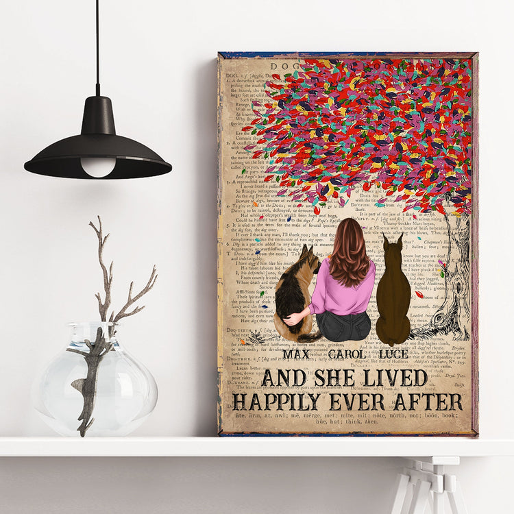 And She Lived Happily Ever After - Personalized Poster/Canvas - Gift For Dog Lover - Dictionary Template