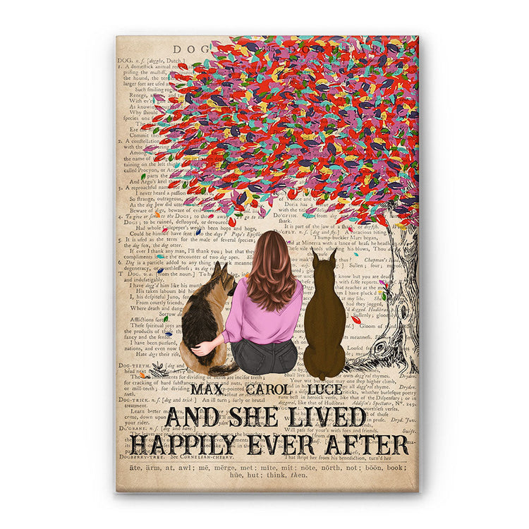 And She Lived Happily Ever After - Personalized Poster/Canvas - Gift For Dog Lover - Dictionary Template