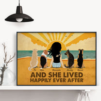 And She Lived Happily Ever After - Personalized Poster/Canvas - Gift For Dog Mom, Dog Mother, Fur Mama, Dog Lovers