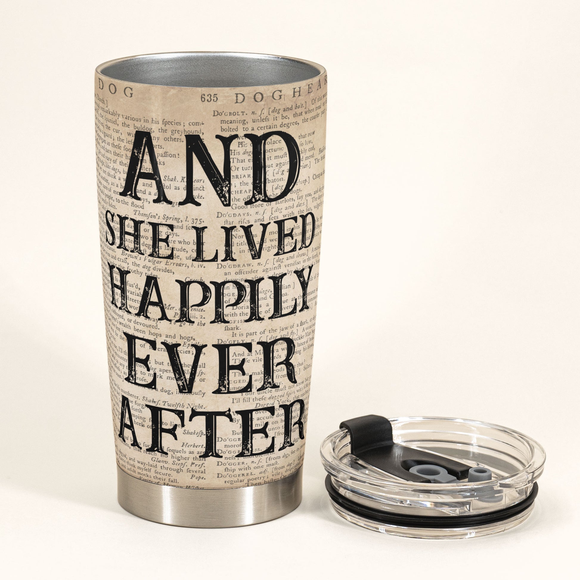 And She Lived Happily Ever After - Personalized Poster/Canvas - Gift For Dog Lover - Dictionary Template