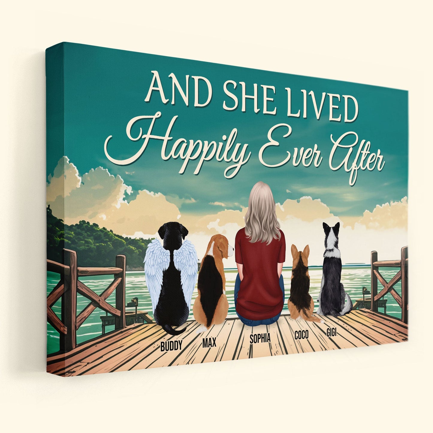 And She Lived Happily Ever After - Personalized Wrapped Canvas