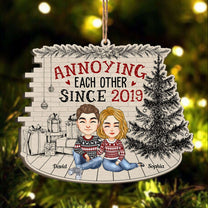 Annoying Each Other  - Personalized Custom Shaped Wooden Ornament