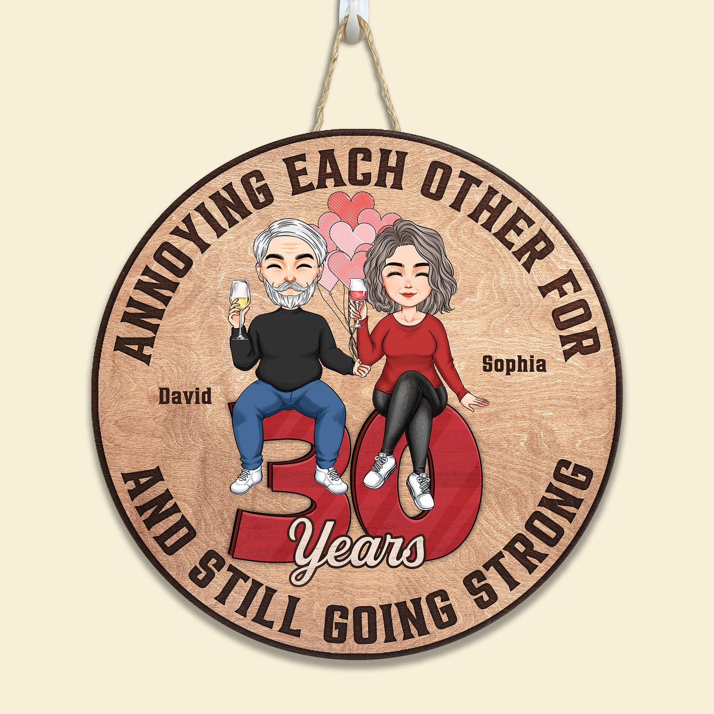 Annoying Each Other  - Personalized Round Wood Sign