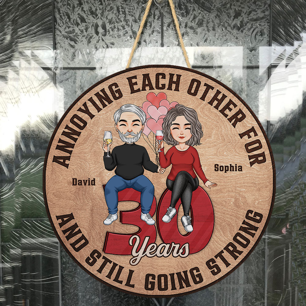 Annoying Each Other  - Personalized Round Wood Sign