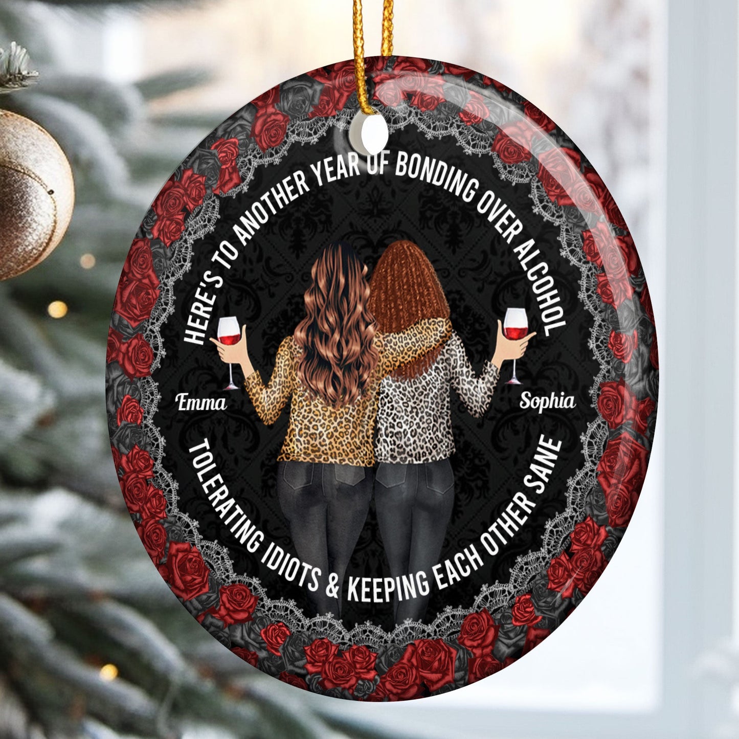 Another Year Of Bonding Over Alcohol - Personalized Ceramic Ornament