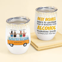 Another Year Of Bonding Over Alcohol - Personalized Wine Tumbler - Gift For Friends - Beach Friends Sitting