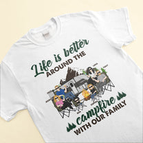 Around The Campfire With Our Family - Personalized Shirt - Gift For Family Members, Dad, Mom, Brother, Sister, Grandparents, Matching Family Shirt, Camping Trip