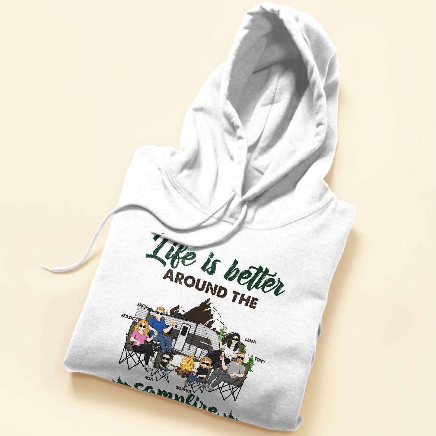 Around The Campfire With Our Family - Personalized Shirt - Gift For Family Members, Dad, Mom, Brother, Sister, Grandparents, Matching Family Shirt, Camping Trip