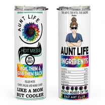 Aunt Life The Aunt The Myth The Legend - Personalized Skinny Tumbler - Birthday Gift Mother's Day Gift For Auntie - Gift From Niece, Nephew