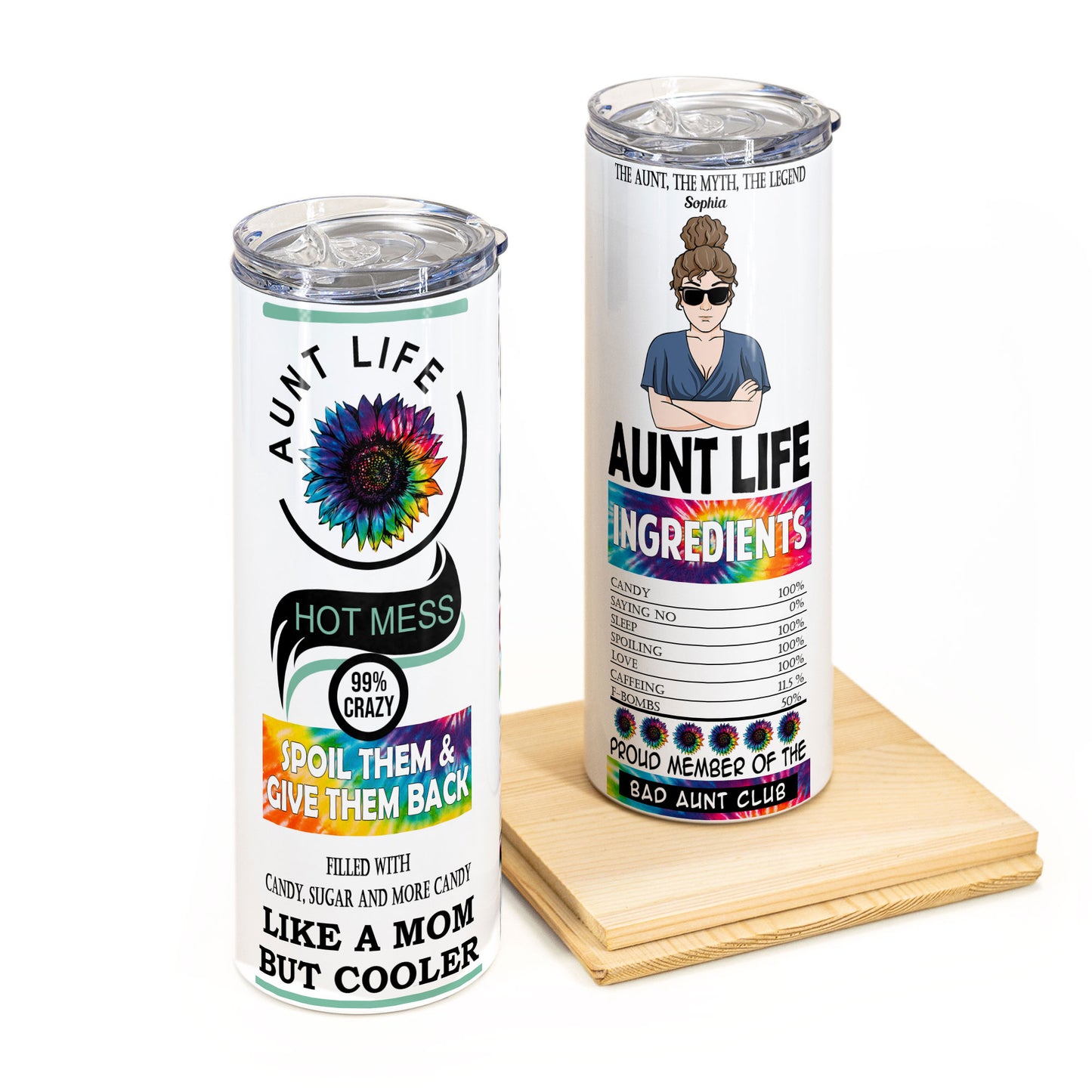 Aunt Life The Aunt The Myth The Legend - Personalized Skinny Tumbler - Birthday Gift Mother's Day Gift For Auntie - Gift From Niece, Nephew