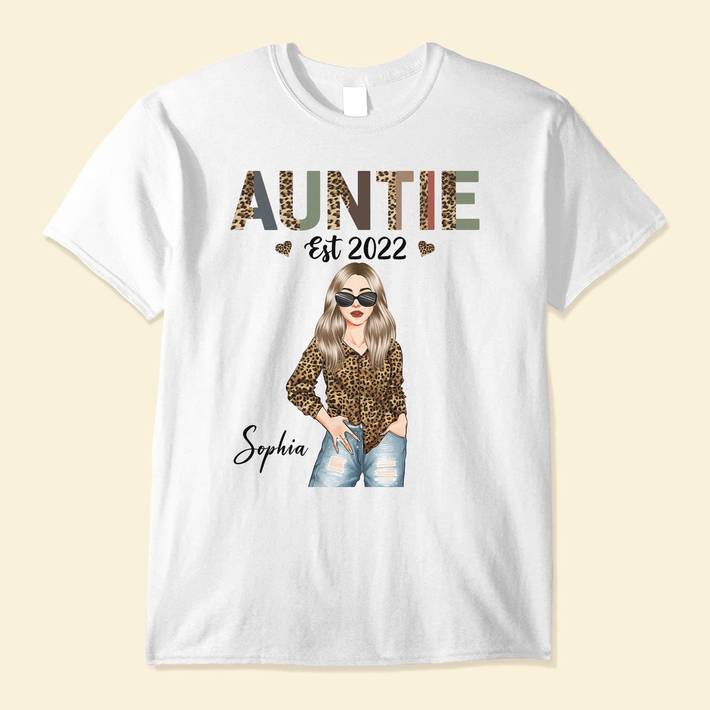Auntie Est. (Year) - Personalized Shirt - Newly Birth Gift For Aunt, Sister, Family