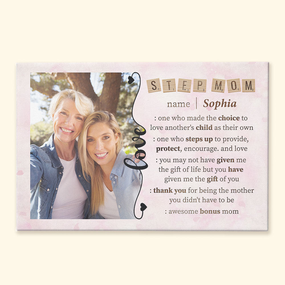 Awesome Bonus Mom - Personalized Poster/Wrapped Canvas - Birthday Gift Mother's Day Gift For Bonus Mom, Step Mom