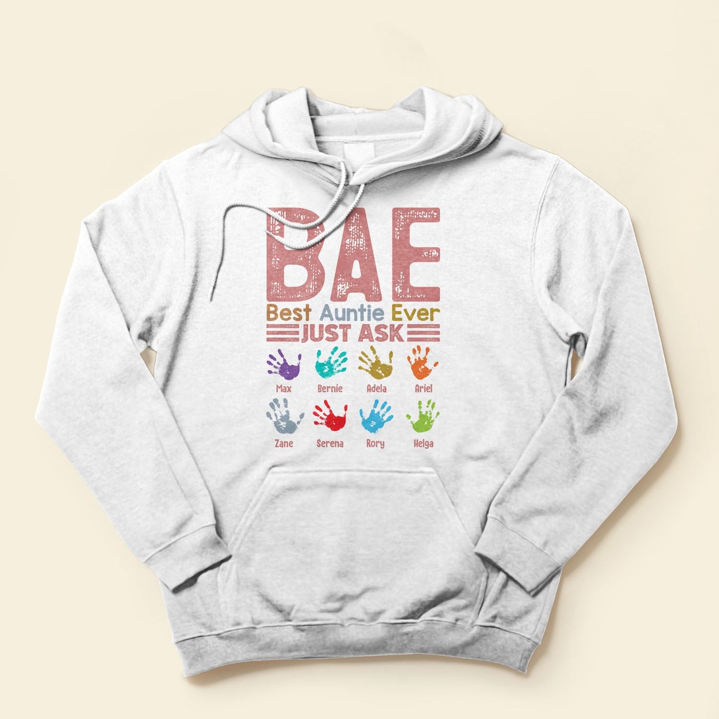 B.A.E Best Auntie Ever Handprints - Personalized Shirt - Birthday, Christmas Gift For Aunts, Aunties