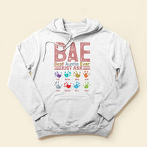 B.A.E Best Auntie Ever Handprints - Personalized Shirt - Birthday, Christmas Gift For Aunts, Aunties