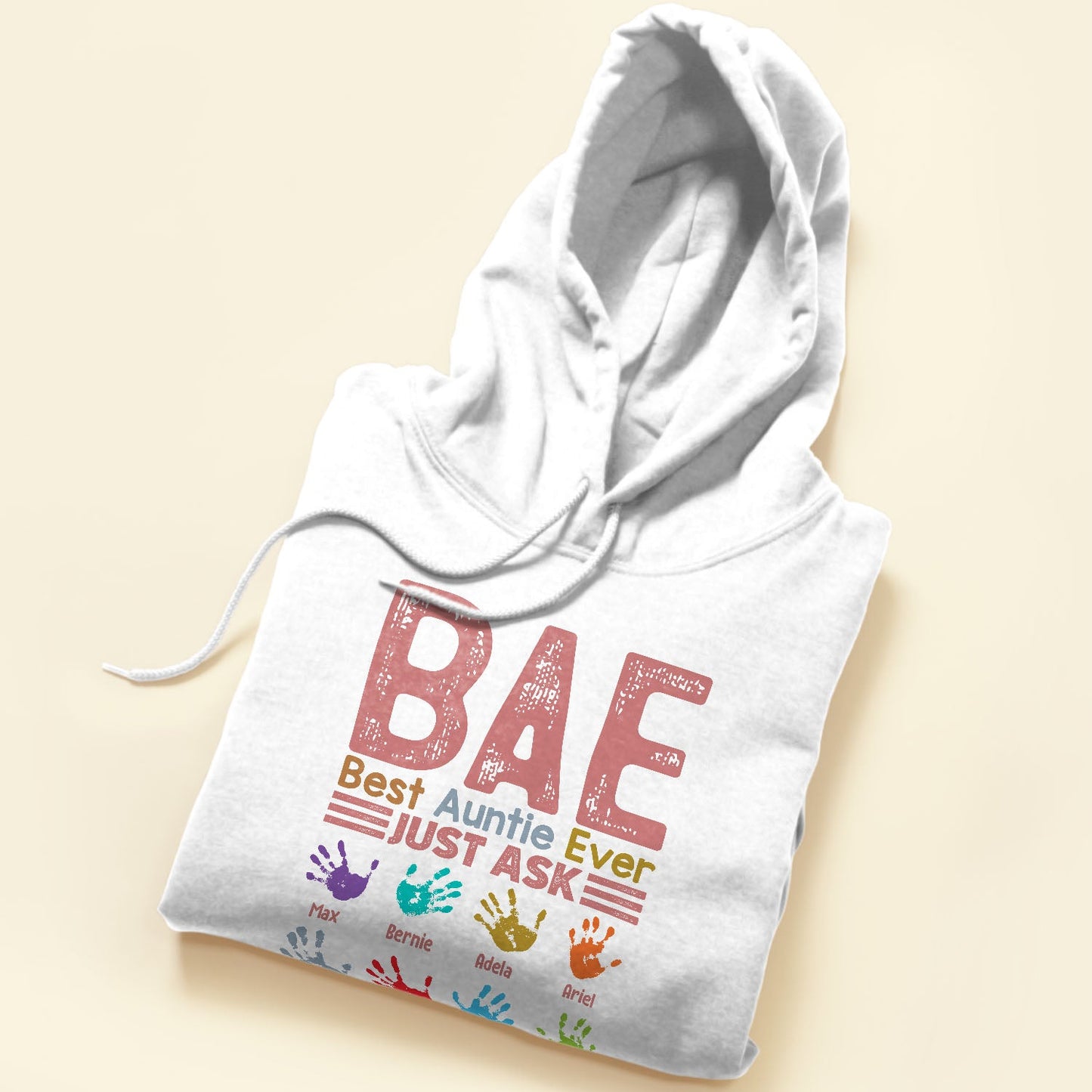 B.A.E Best Auntie Ever Handprints - Personalized Shirt - Birthday, Christmas Gift For Aunts, Aunties