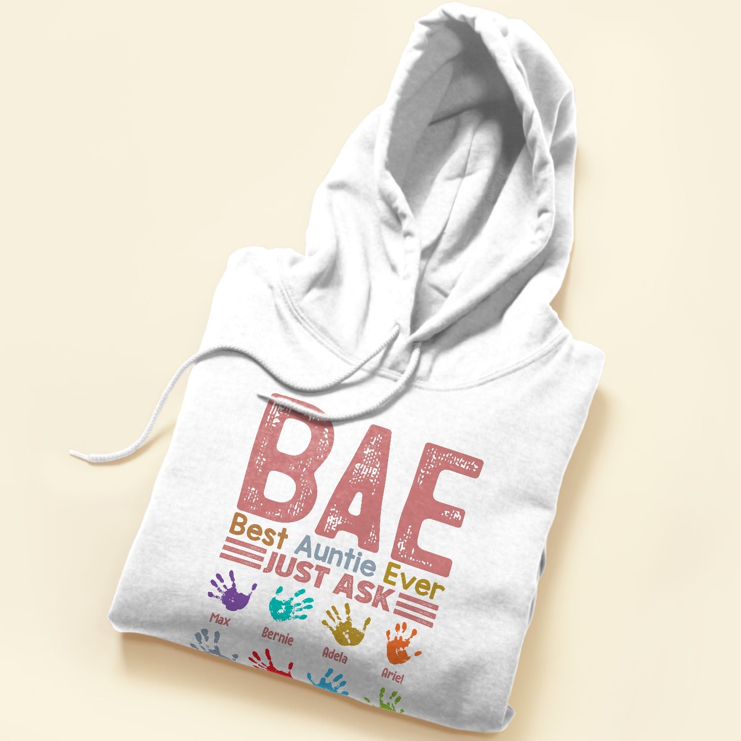 B.A.E Best Auntie Ever Handprints - Personalized Shirt - Birthday, Christmas Gift For Aunts, Aunties