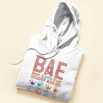 B.A.E Best Auntie Ever Handprints - Personalized Shirt - Birthday, Christmas Gift For Aunts, Aunties