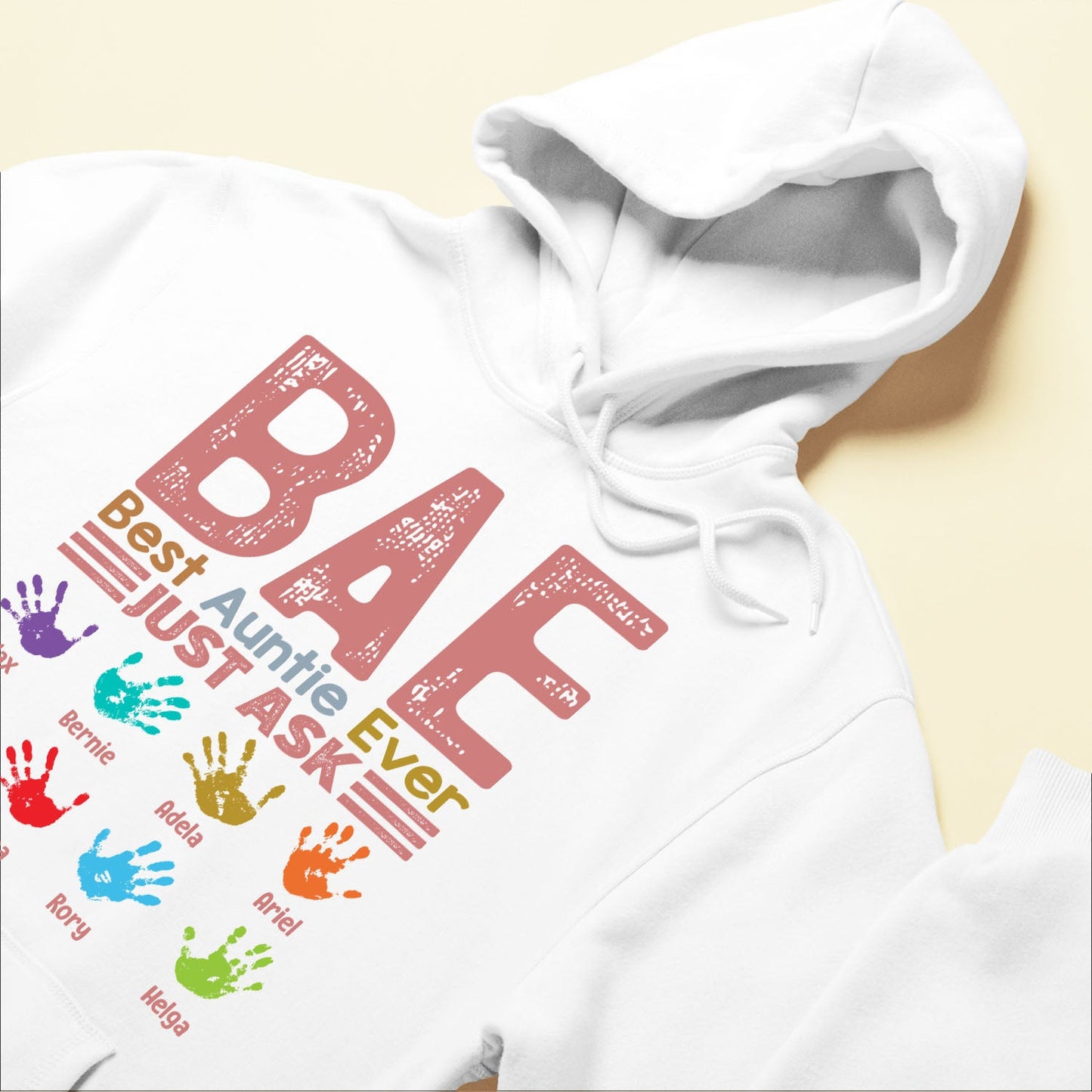 B.A.E Best Auntie Ever Handprints - Personalized Shirt - Birthday, Christmas Gift For Aunts, Aunties